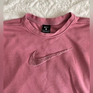 Nike Sweatshirt Womens S 3D Textured Center Swoosh Logo Pink Boxy Crop Top